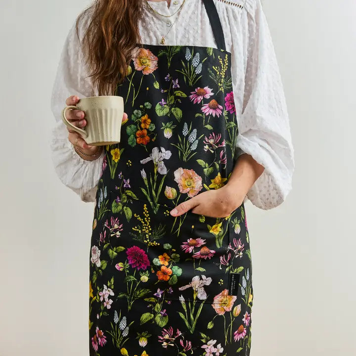 Bountiful Blooms Black Apron