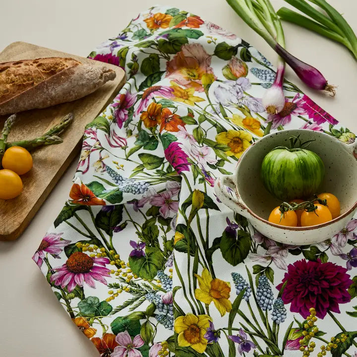 Bountiful Blooms Ivory Tea Towel