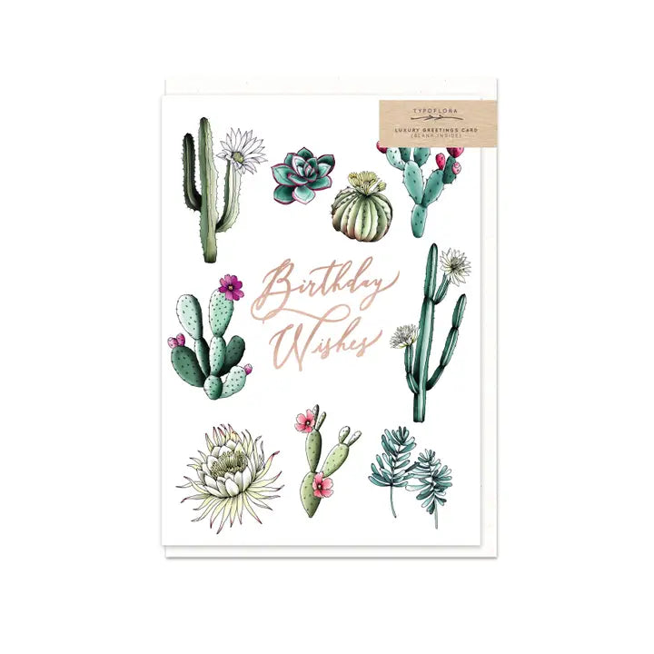 Cactus Birthday Wishes Greeting Card