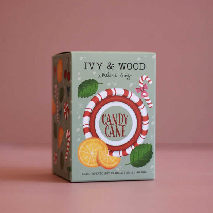 Ivy & Wood Candy Cane Candle