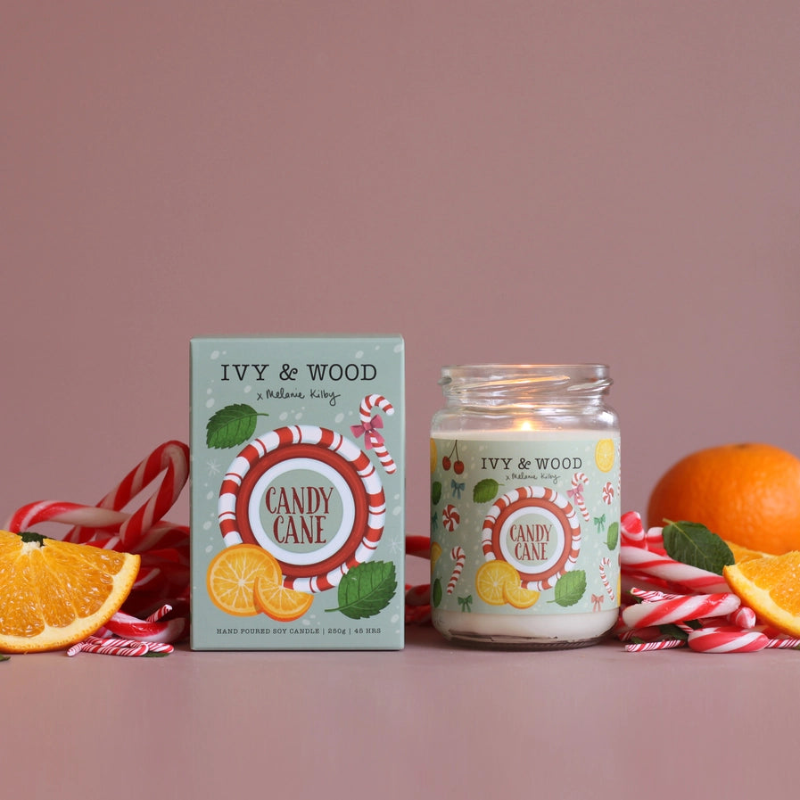 Ivy & Wood Candy Cane Candle