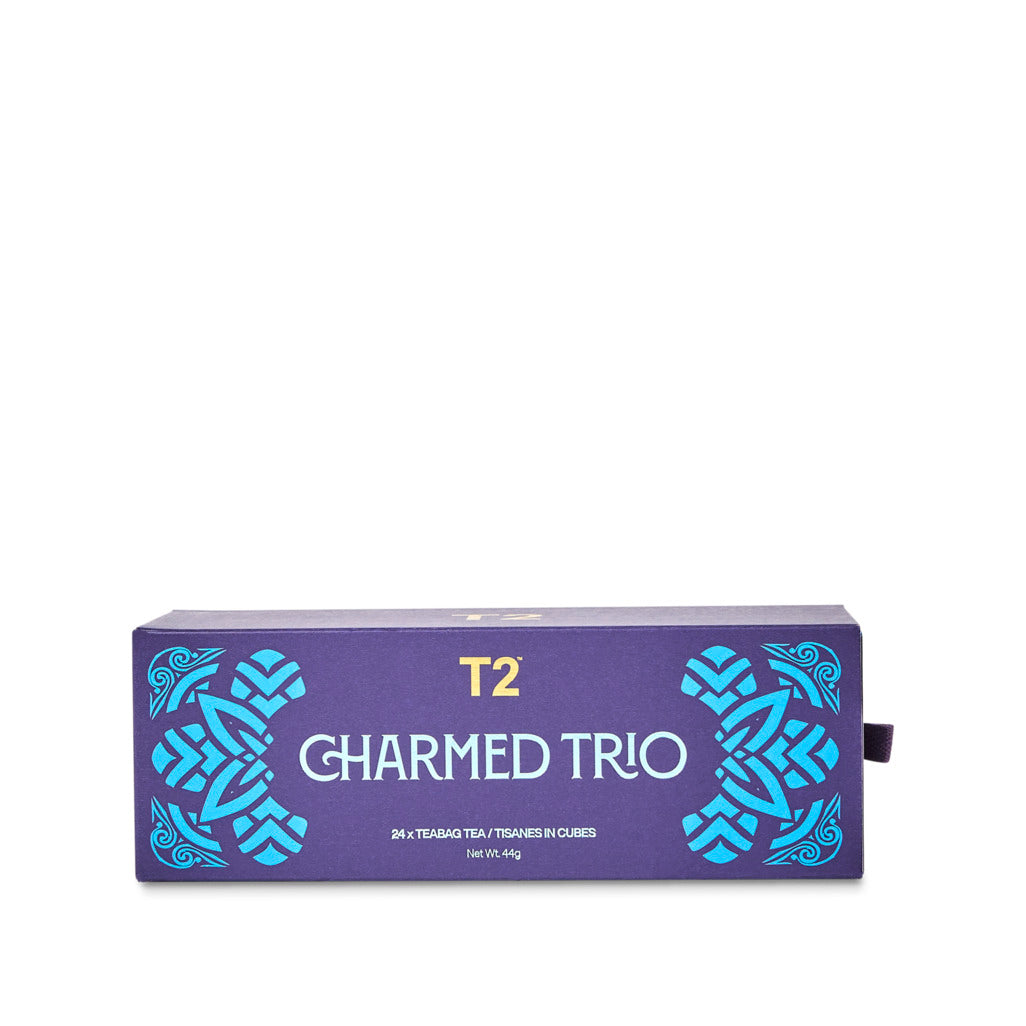 T2 Charmed Trio tea packaging on a white background