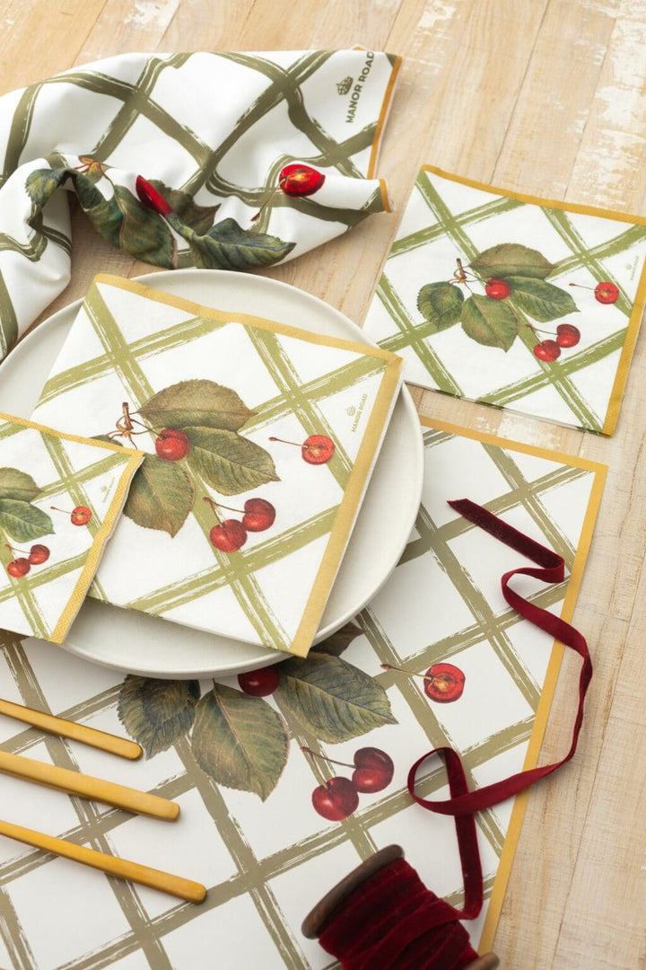 Cherry Canvas Lunch Napkins