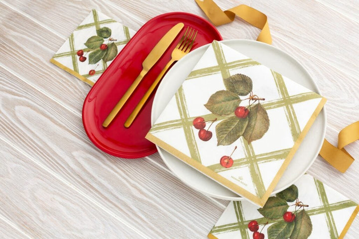 Cherry Canvas Lunch Napkins