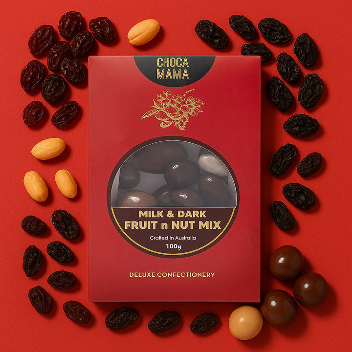 Chocamama Milk & Dark Fruit + Nut Mix 100gm