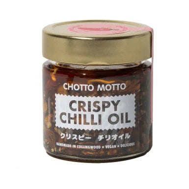 Jar of Chotto Motto Crispy Chilli Oil on a white background