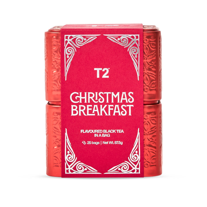 T2 Christmas Breakfast tea packaging on a white background
