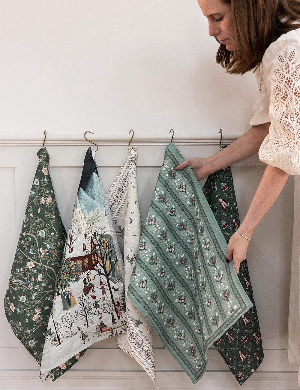 Collection of linen christmas tea towels