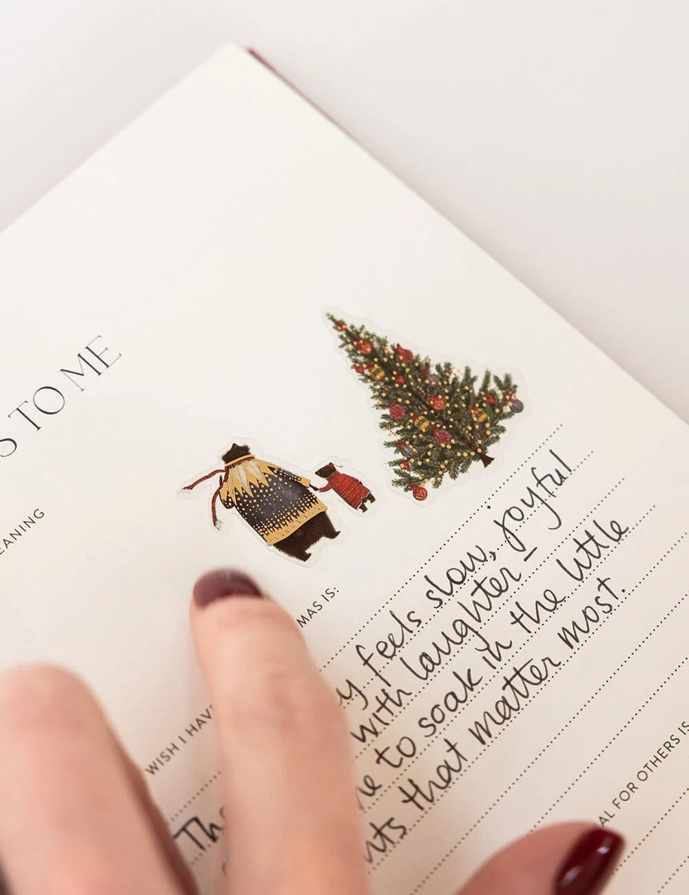 Christmas stickers on a Christmas journal