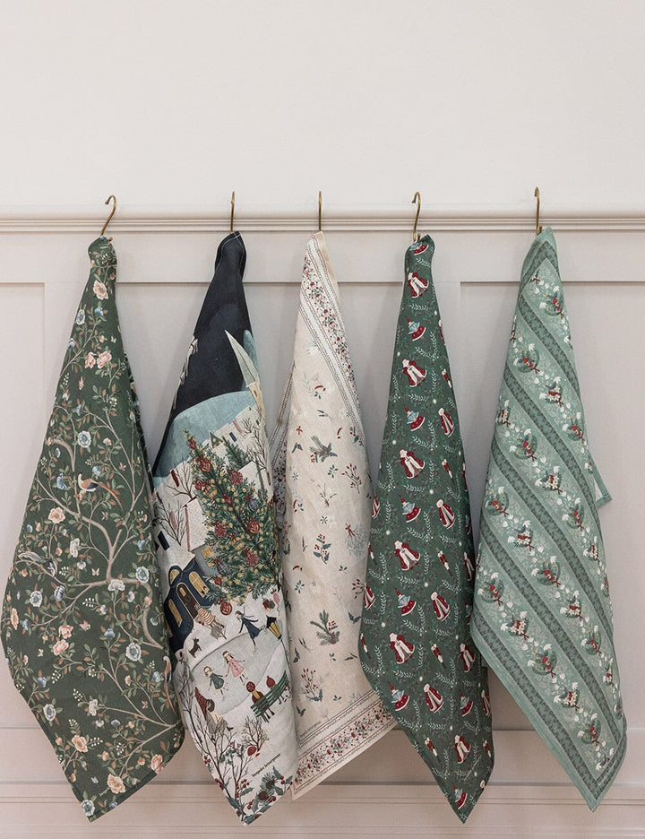 Collection of christmas linen tea towels