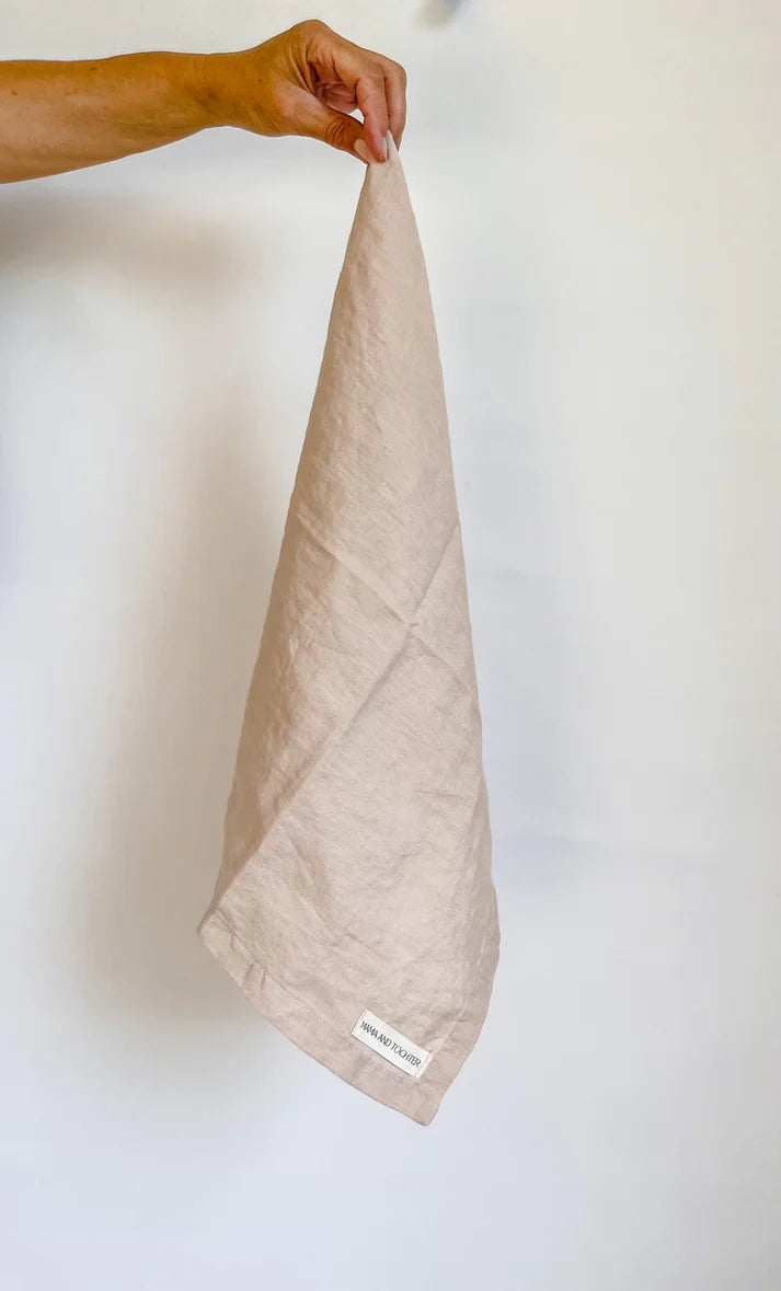 Mama & Tochter Pure French Linen Tea Towel: Light Clay