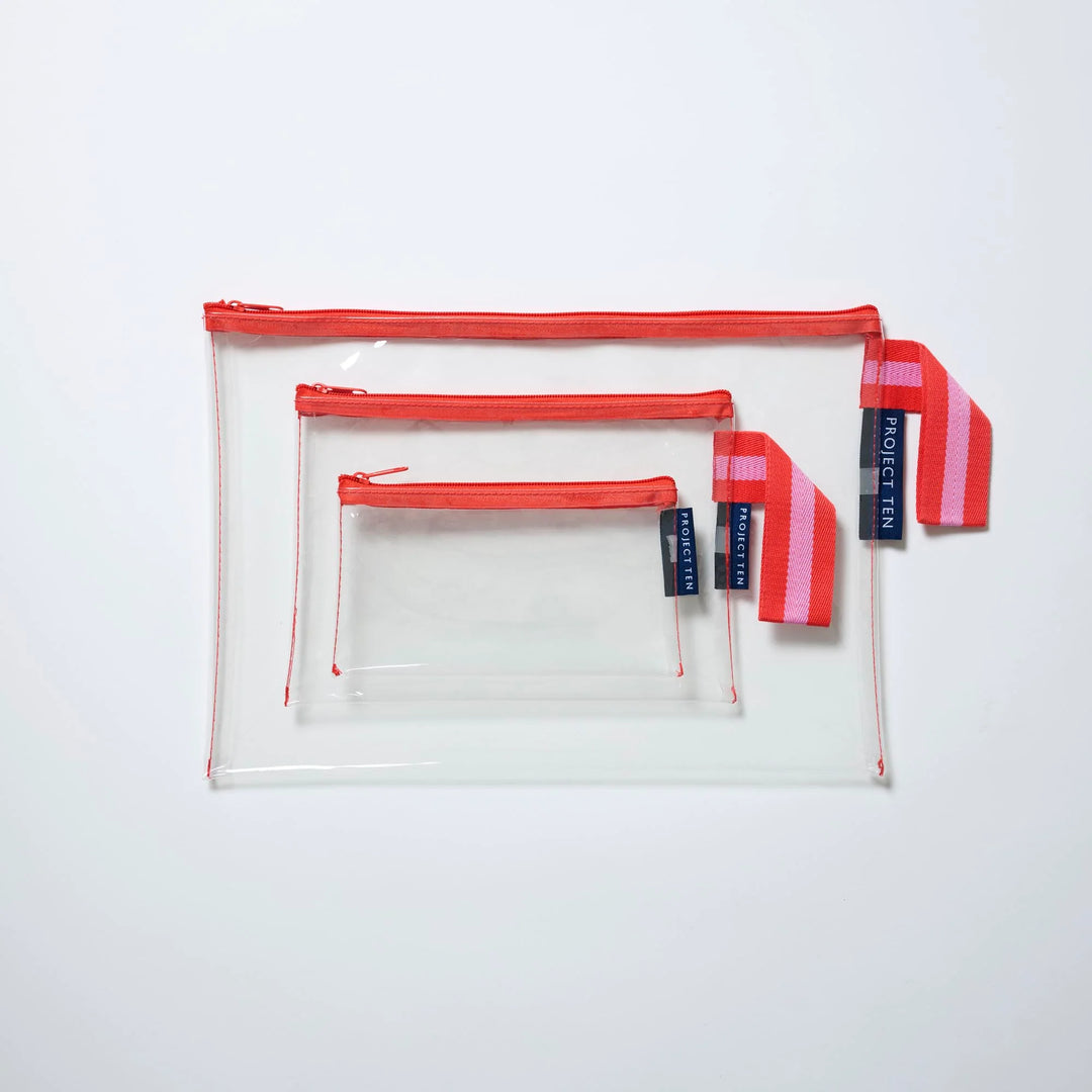 Clear Zip Pouch Bundle: Red