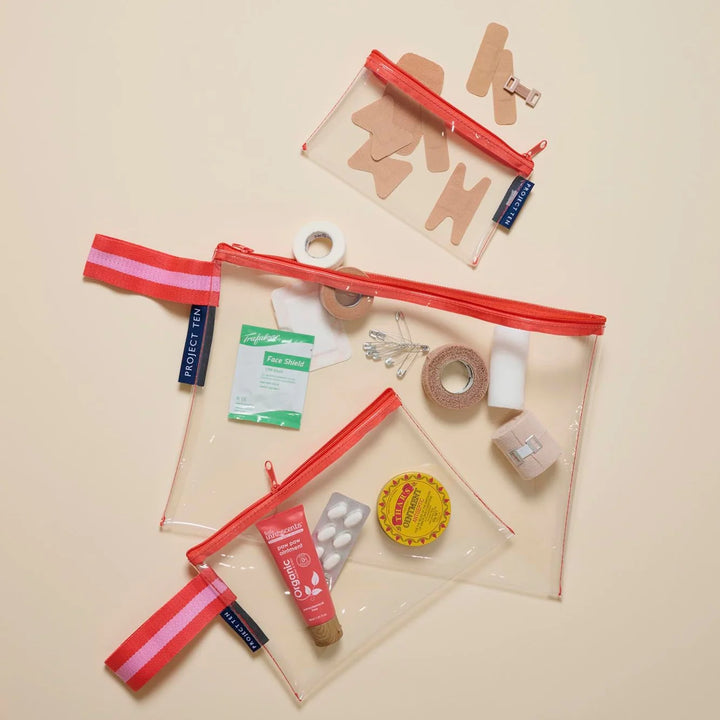 Clear Zip Pouch Bundle: Red