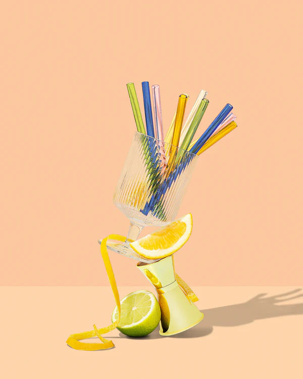 Cocktail Glass Straw Set: Multi Colour