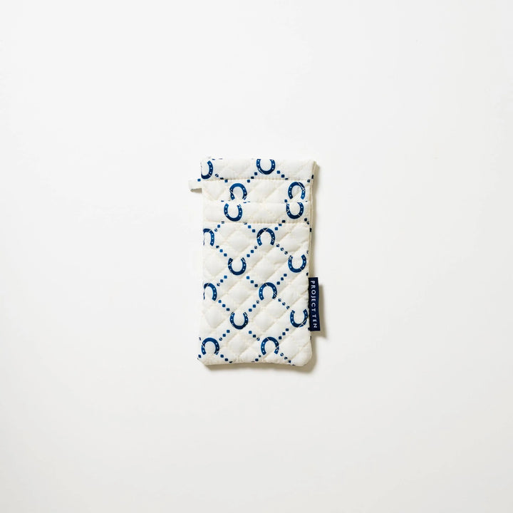 Double Glasses Case: Navy Horseshoe