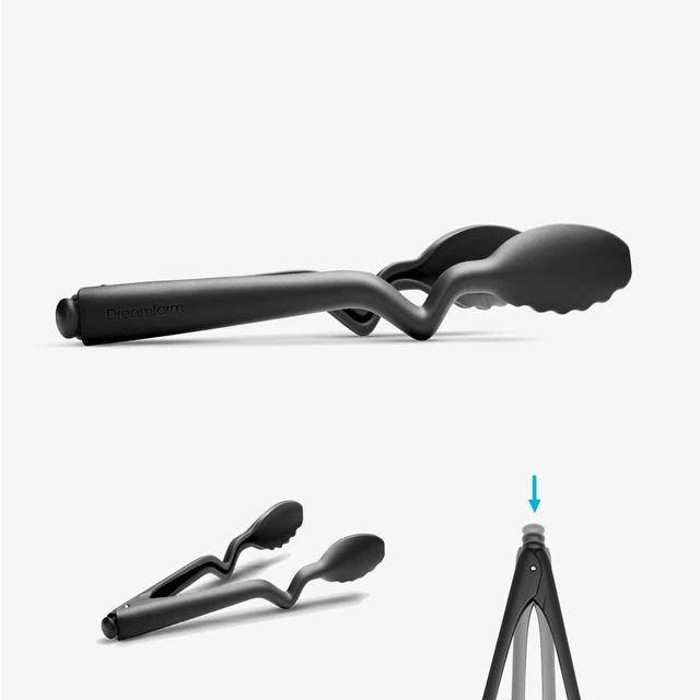 Black tongs on a white background