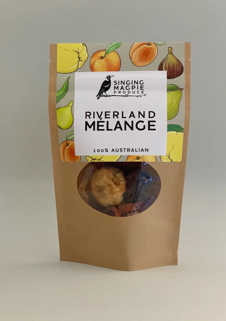 Kraft paper packaging of Riverland Melange with a visible brand label on a light gray background