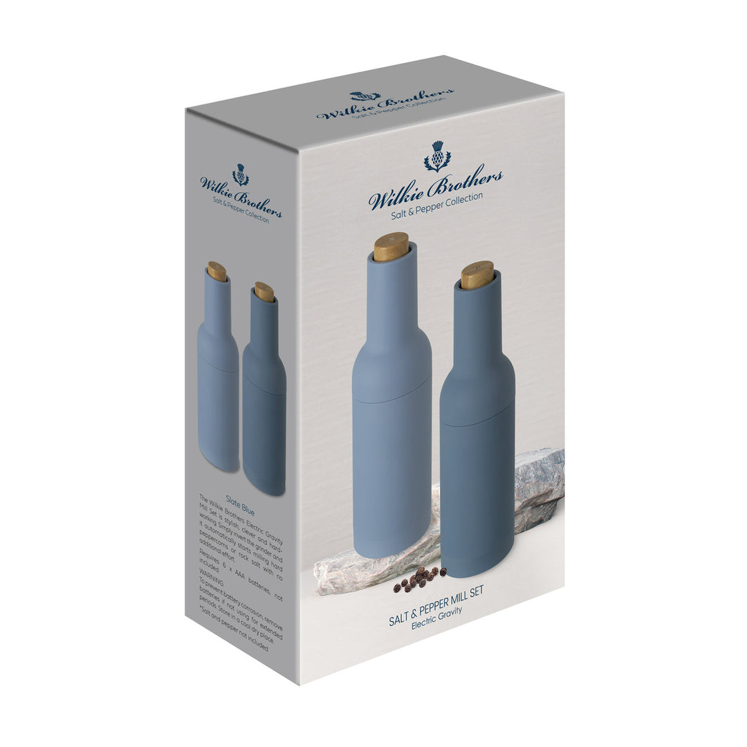 Willkie Brothers salt and pepper mill set packaging on a white background