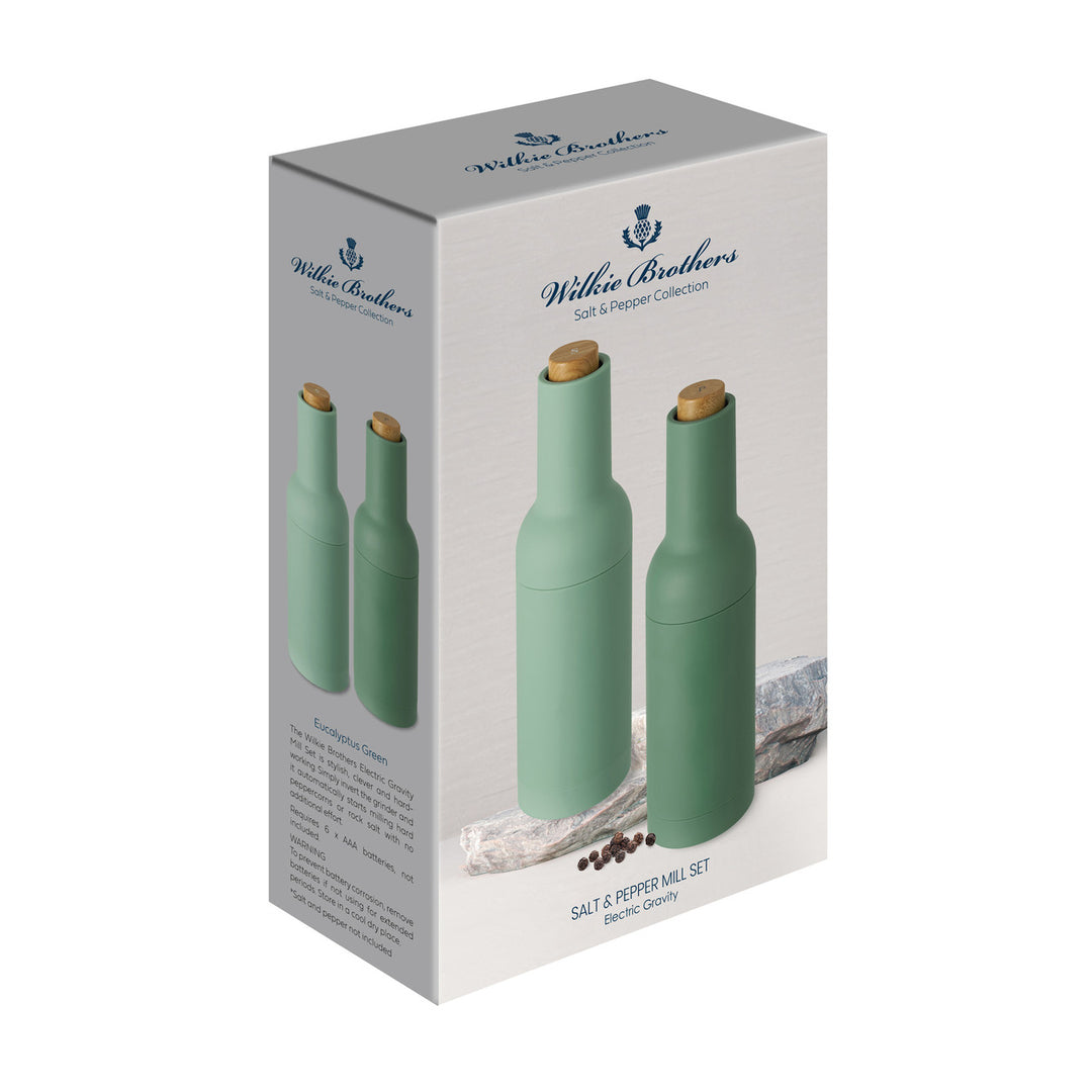 Willie Brothers salt and pepper mill set packaging on a white background