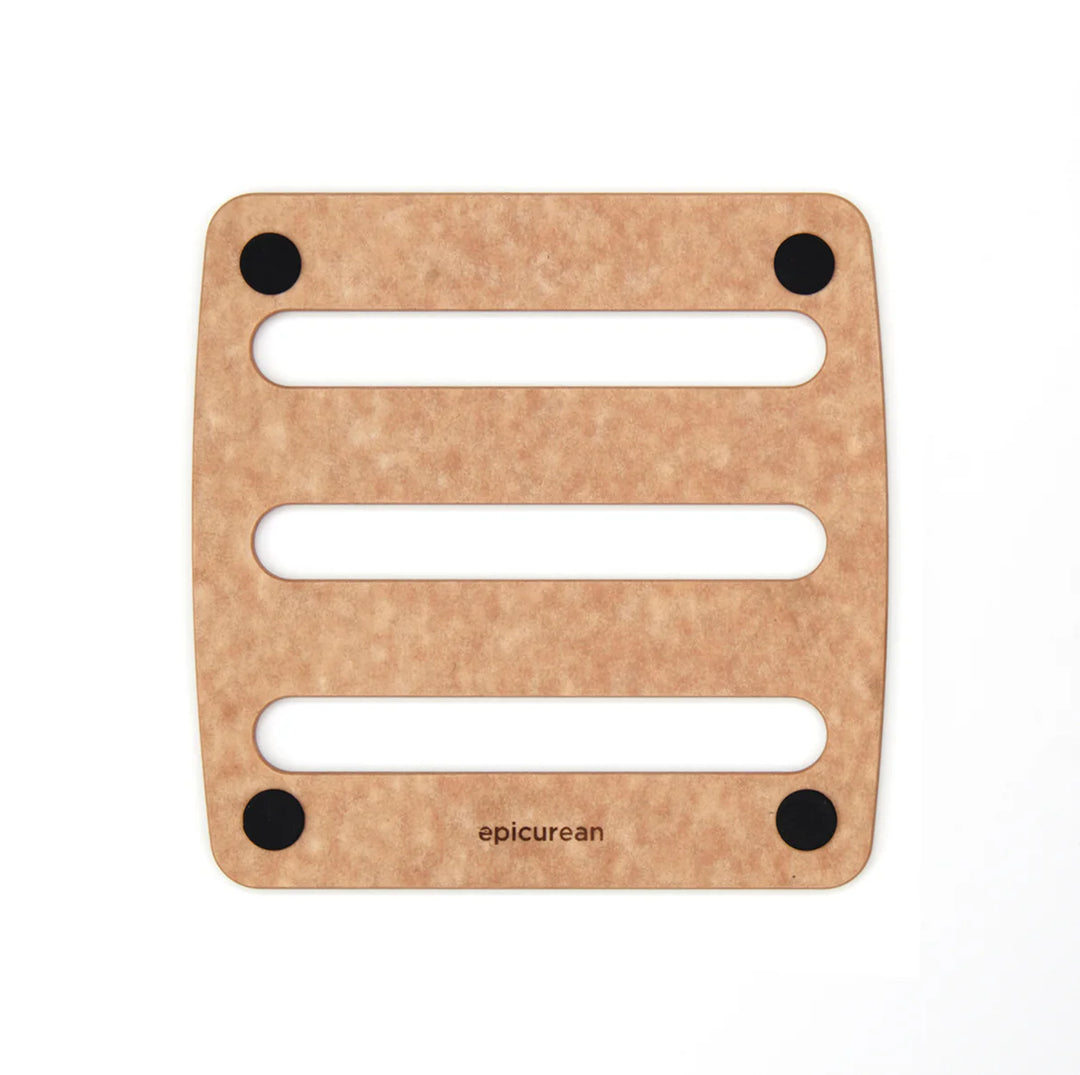 Wooden trivet with black accents and &
