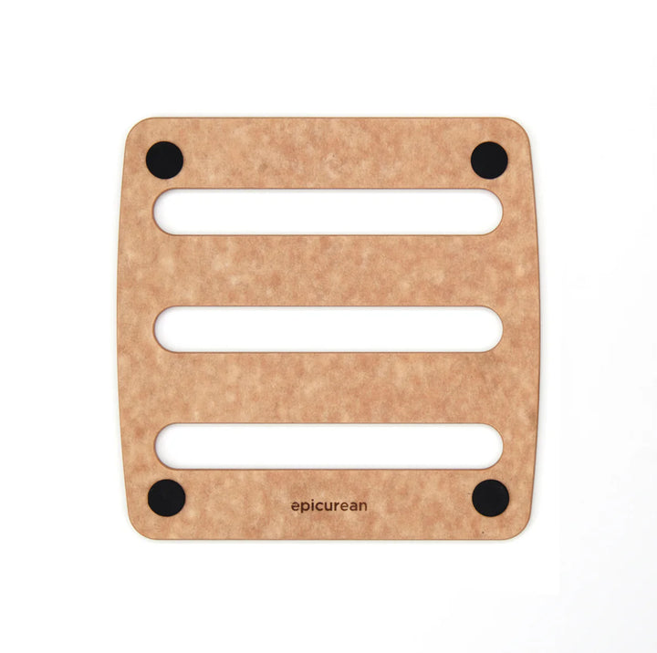 Wooden trivet with black accents and &