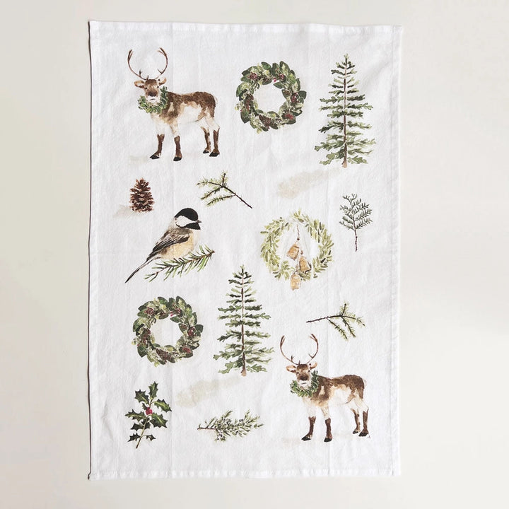 Evergreen Christmas Tea Towel