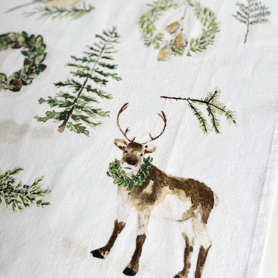 Evergreen Christmas Tea Towel