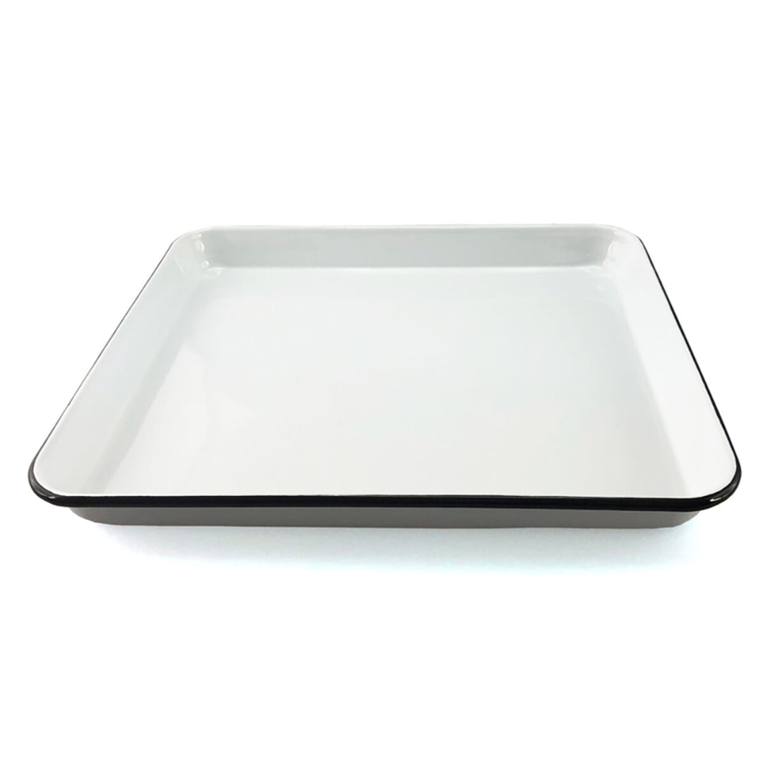Falcon Enamel Baking Tray 31cm - Black &amp; White Rim