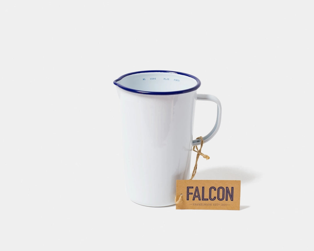 Falcon Jug: White with Blue Rim