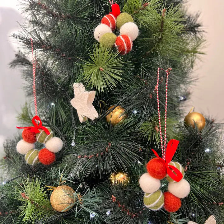 Decorative Christmas wreath with ornaments on a tree