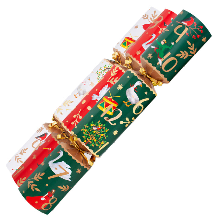 Decorative Christmas cracker with festive designs on a white background