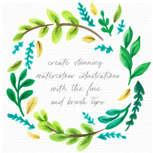 Decorative wreath of green leaves with text on a white background