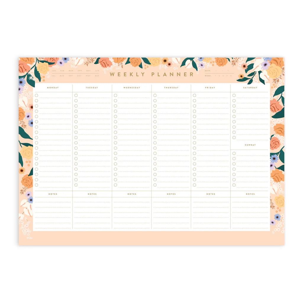 Fox & Fallow A4 Weekly Planner: Bella Rosa