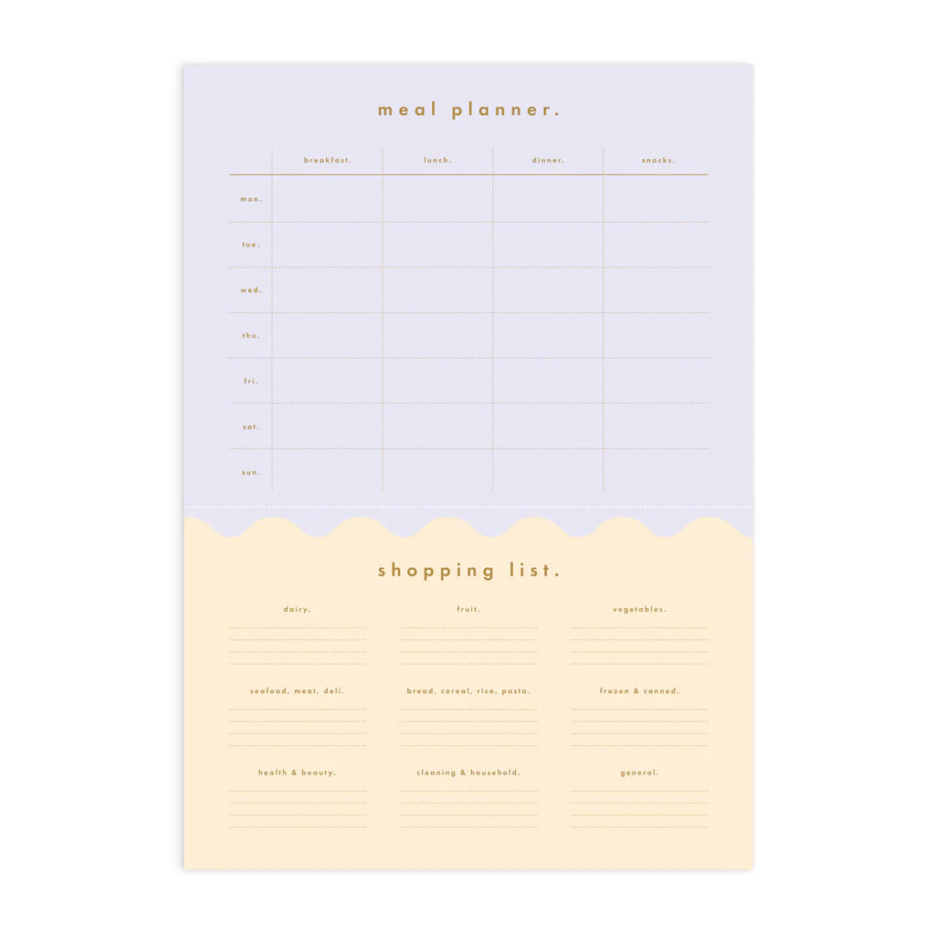 Fox & Fallow A4 Meal Planner: Lilac Cream