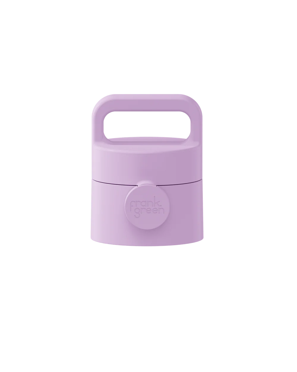 Purple Frank Green lid with a handle on a white background