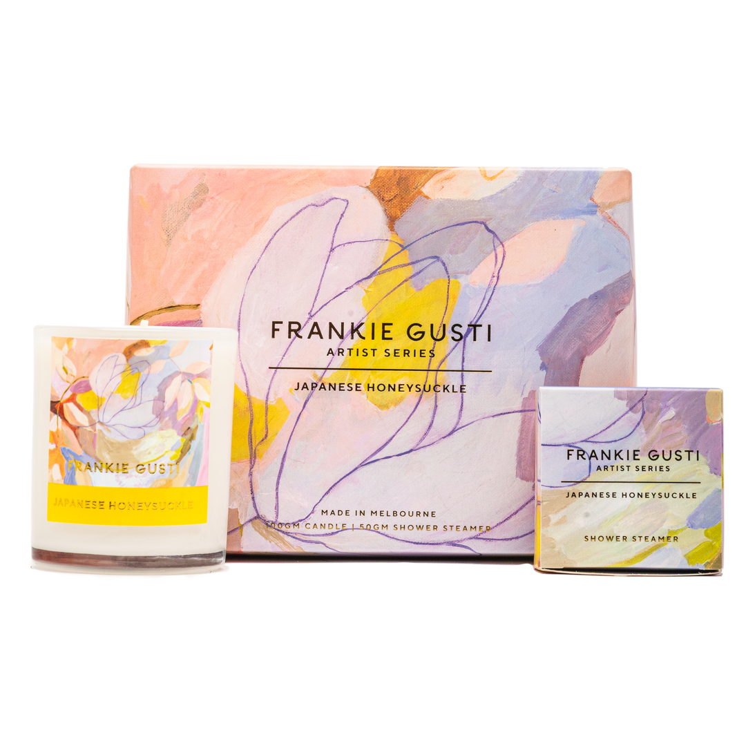 Frankie Gusti Candle + Shower Steamer Duo: Japanese Honeysuckle