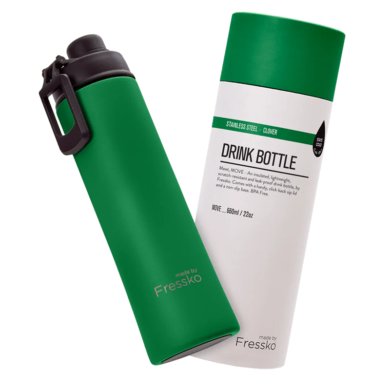 Green and white drink bottles with &