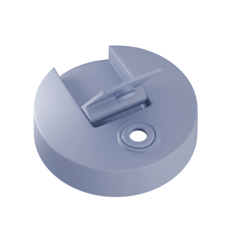 Blue plastic component on a white background
