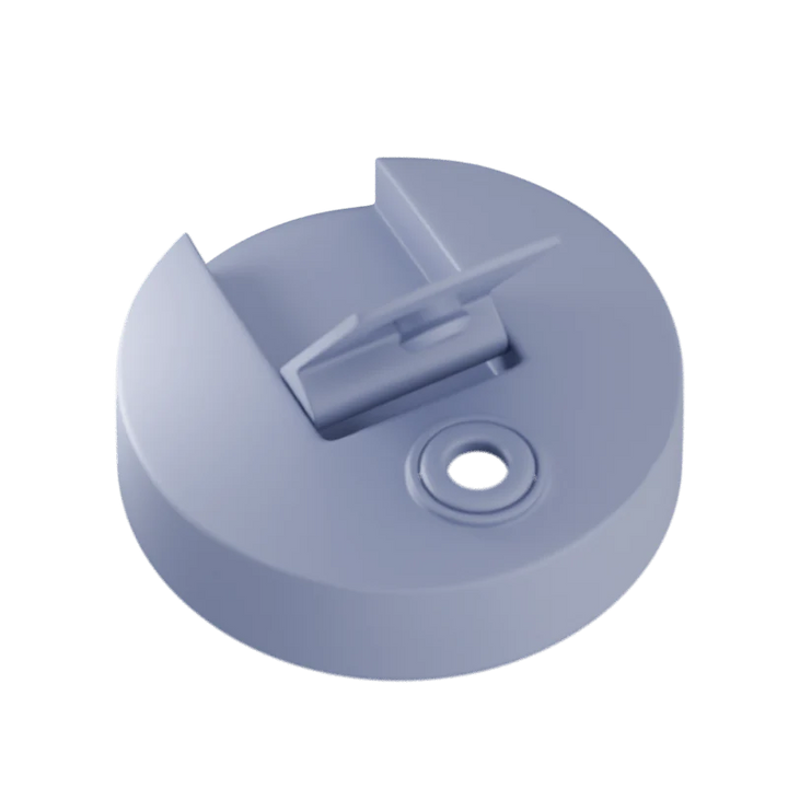 Blue plastic component on a white background