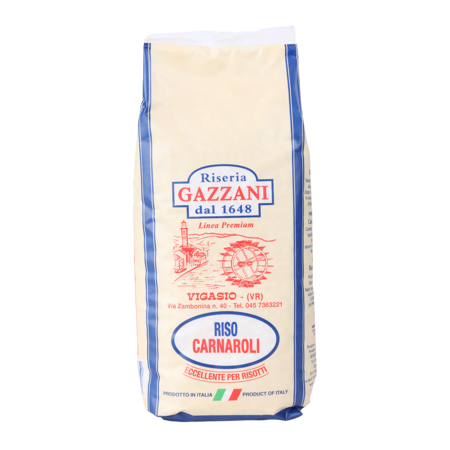 Bag of Gazzani Carnaroli rice on a white background