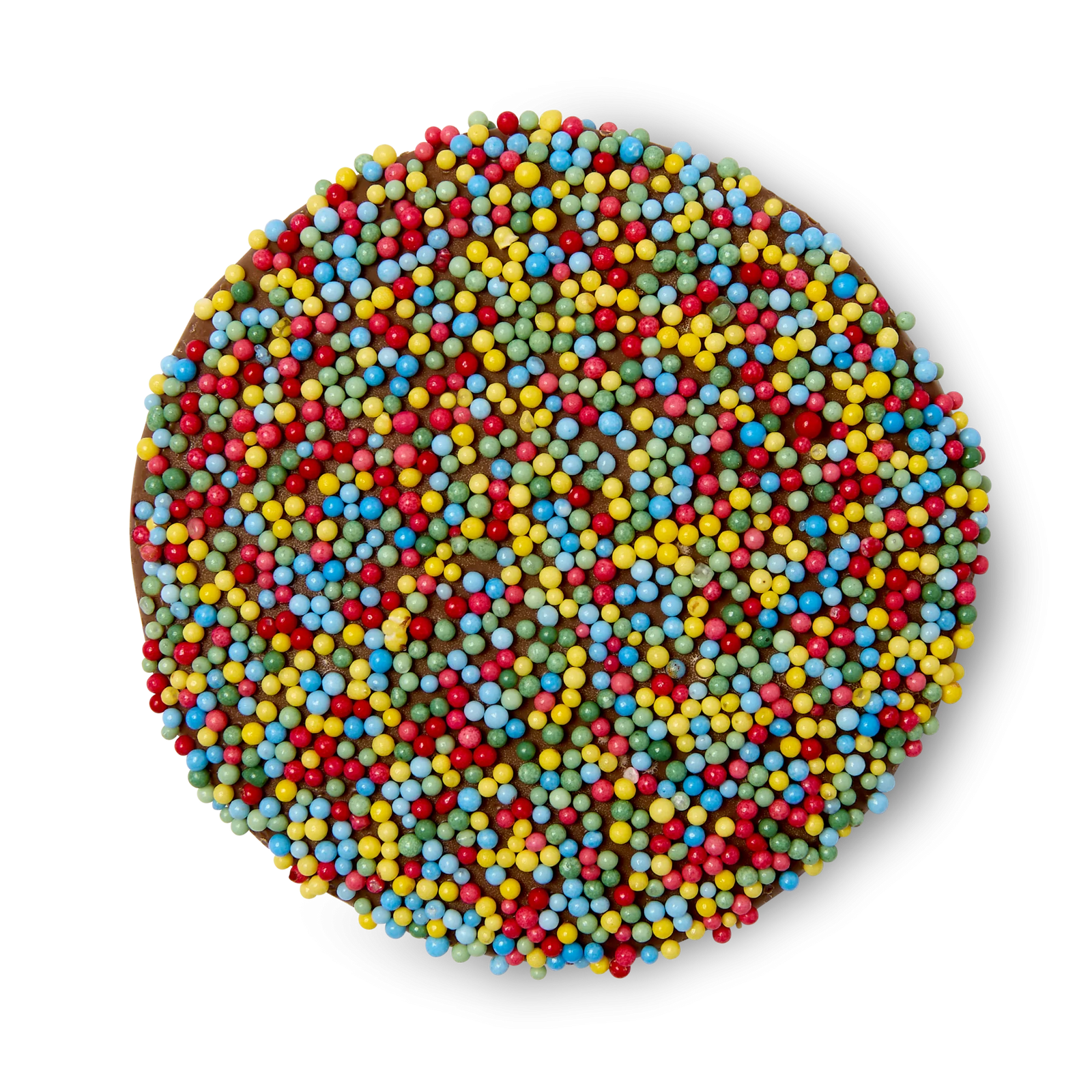 Chocolate covered freckle on a white background