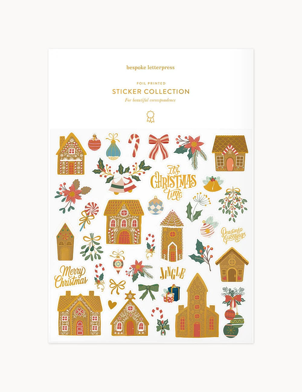 Sticker collection with Christmas-themed designs on a white background