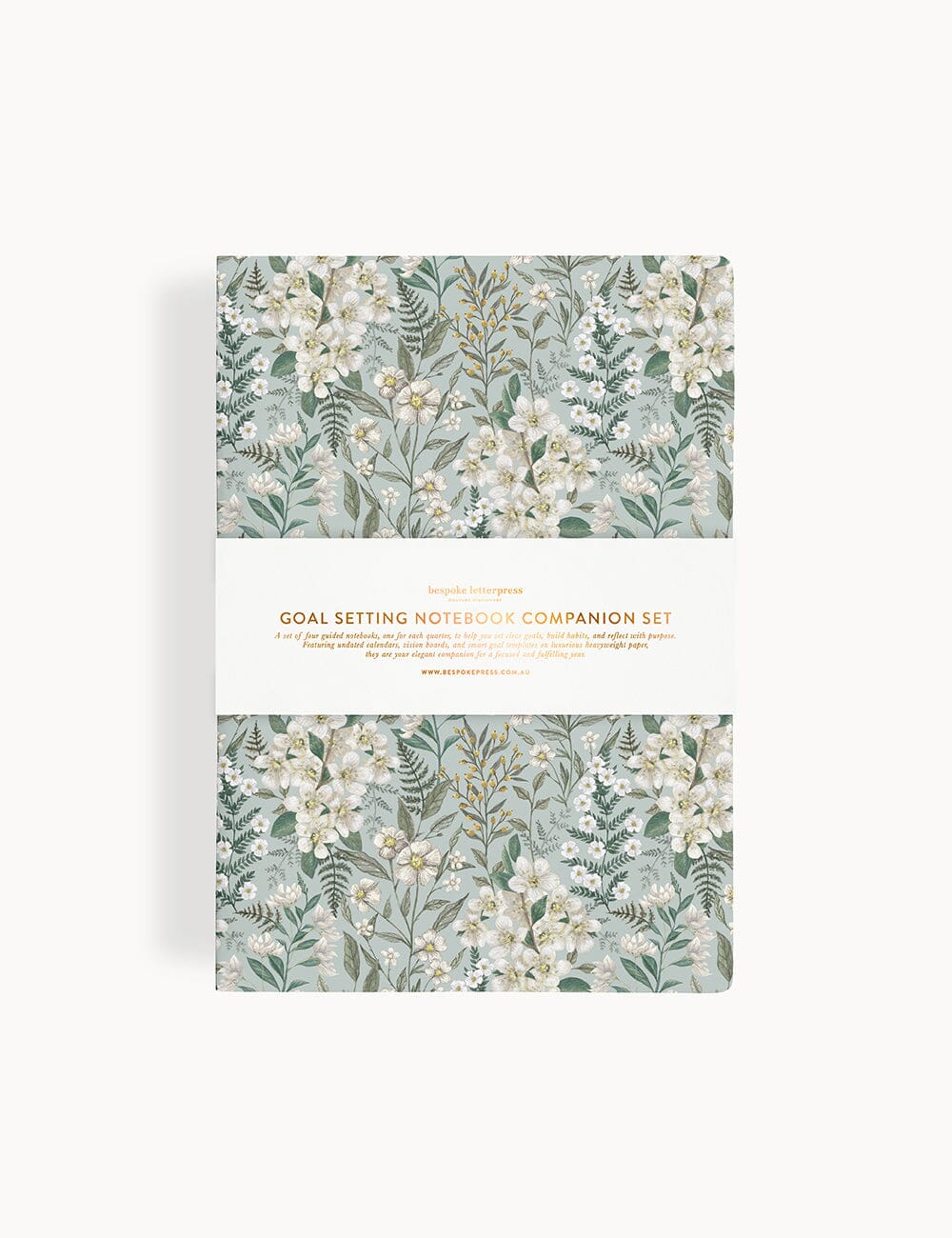 Floral design notebook set on a white background