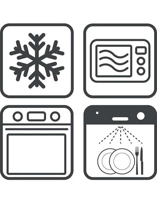 Set of icons representing different appliances and symbols on a white background