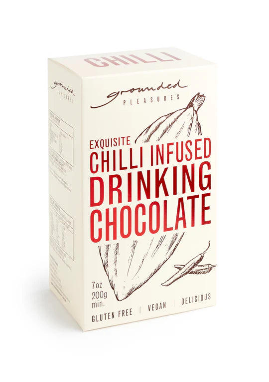 Box of Chilli Infused Drinking Chocolate with branding on a white background