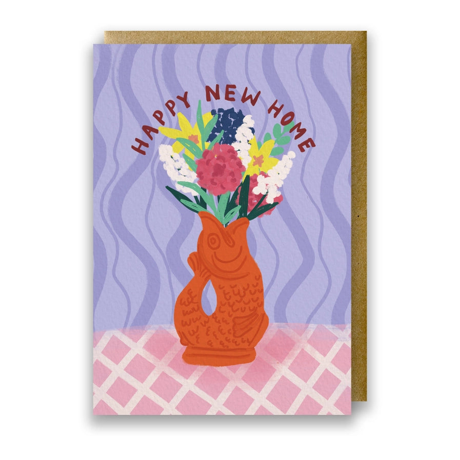 Greeting Card: New Home Orange Gluggle Jug