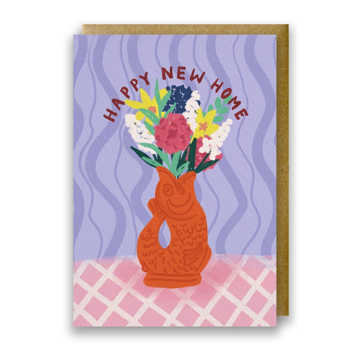 Greeting Card: New Home Orange Gluggle Jug