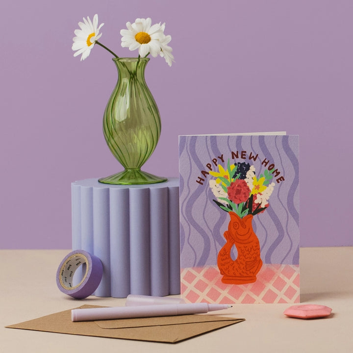 Greeting Card: New Home Orange Gluggle Jug