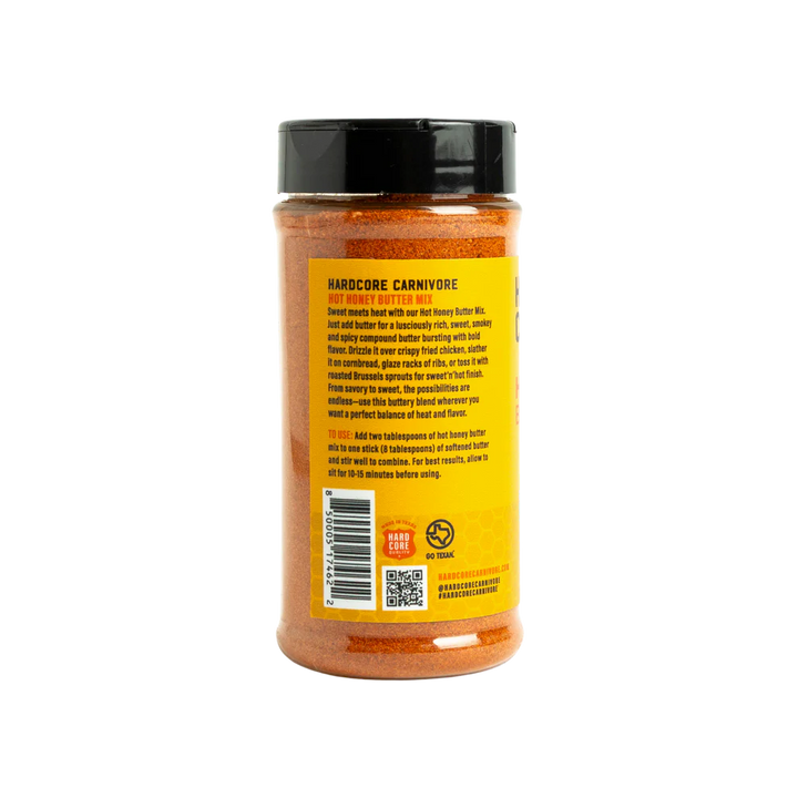 Spice jar with a yellow label on a white background