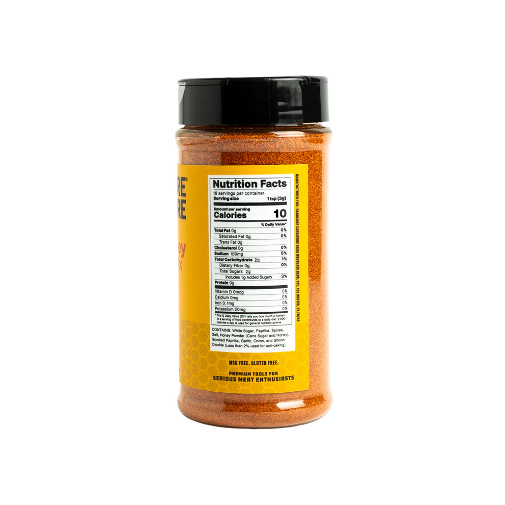 Spice jar with nutrition facts label on a white background